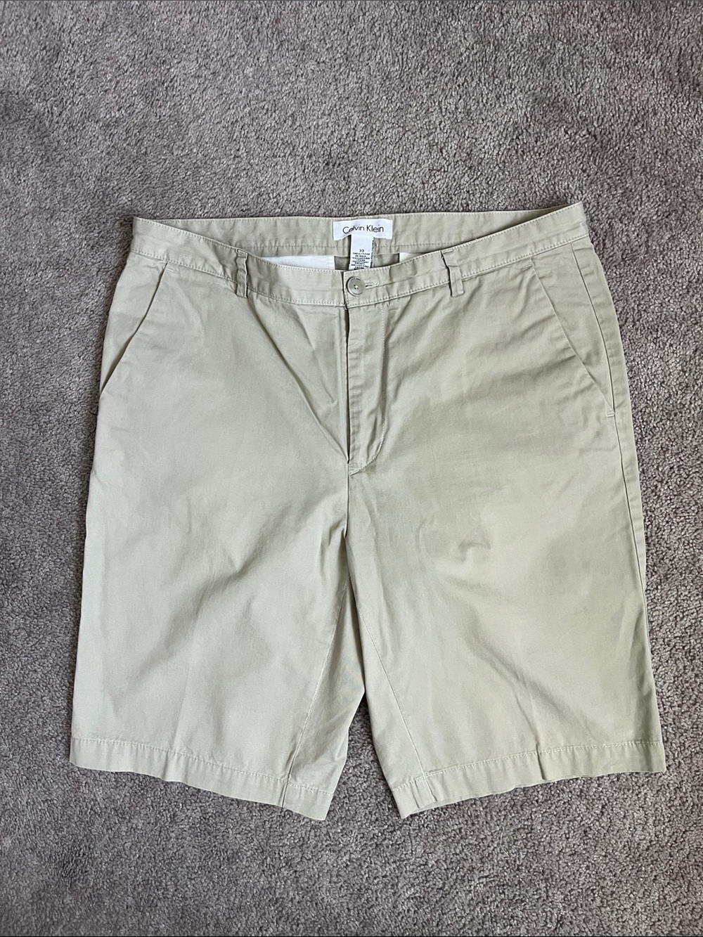 Calvin Klein Men’s Light Khaki Flat-Front Shorts